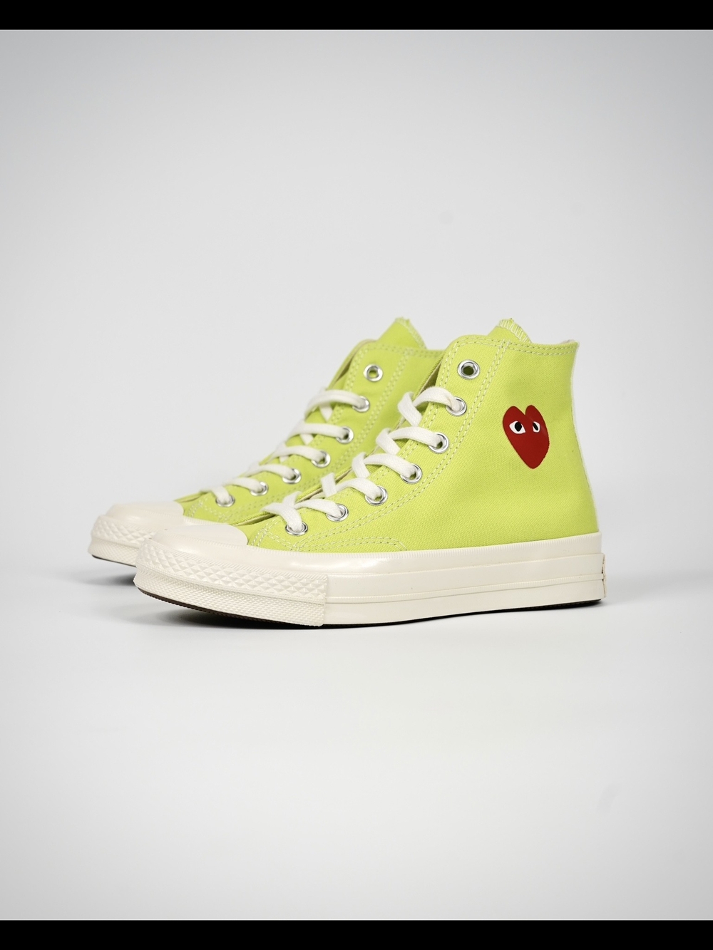 Converse Chartreuse High-Top Sneakers with Red and Navy Logo
